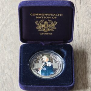 2002 Ghana Queen Elizabeth II Golden Jubilee 500 Sika Silver Proof