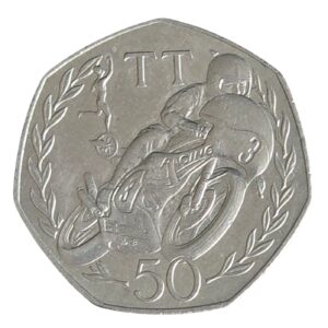 1981 Isle of Man Joey Dunlop 'RACING' TT Large 50p Circulation Coin in Capsule