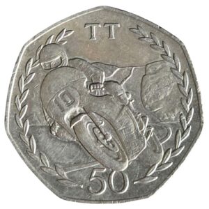 1982 Isle of Man Mick Grant TT Large 50p Circulation Coin in Capsule