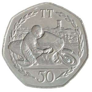 1983 Isle of Man Ron Haslam TT Large 50p Circulation Coin in Capsule