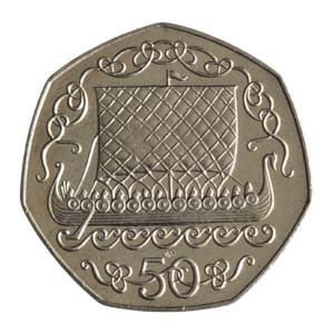 1983 Isle of Man Viking Ship Gotland Stones Large Circulated 50p