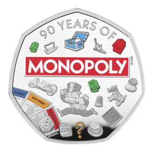2025 90 Years of Monopoly BU Coloured 50p