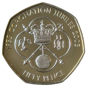 2003 Jersey Coronation Jubilee 'Regalia' Silver Proof 50p Coin in Capsule