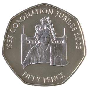 2003 Jersey Coronation Jubilee 'Throne' Silver Proof 50p Coin in Capsule