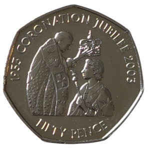 2003 Jersey Coronation Jubilee 'Crowning' BU 50p Coin in Capsule