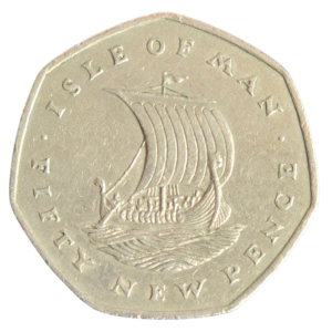 1971 Isle of Man Viking Ship Large Circulated 50p