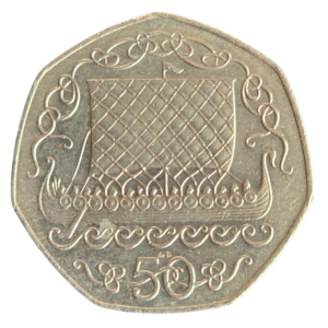 1980 Isle of Man Viking Ship Gotland Stones Large Circulated 50p