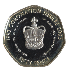 2003 Guernsey - Coronation Jubilee St Edwards Crown Silver Proof Coin in Capsule