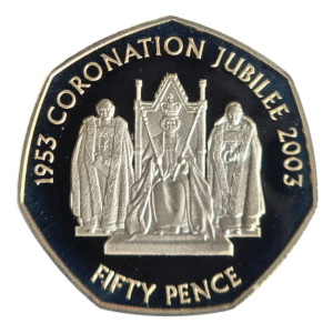 2003 Guernsey - Coronation Jubilee Queen Seated Silver Proof Coin in Capsule