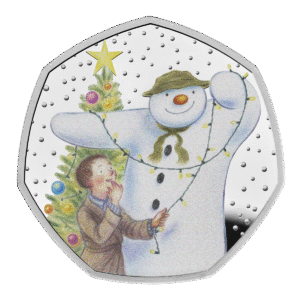 2025 The Snowman 50p Coloured BU Coin in Capsule