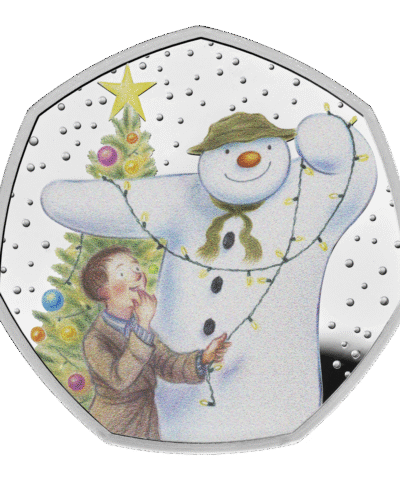 2025 The Snowman 50p Coloured BU Coin in Capsule