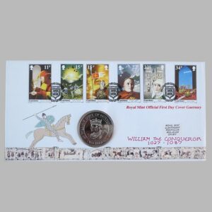 1987 Guernsey William the Conqueror £2 BU Coin Cover by Royal Mint