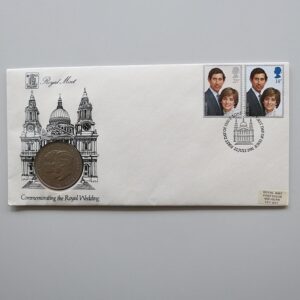 1981 Royal Wedding 1 Crown BU Coin Cover by Royal Mint