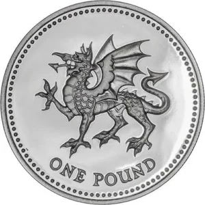 1995 UK Coin £1 Silver Proof Welsh Dragon Coin in Capsule
