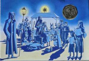 1991 Isle of Man Christmas 'Nativity Scene' 50p Proof 'BB' Coin Card