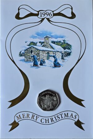 1996 Isle of Man Christmas 'Snowball Fight' 50p Proof Coin Card