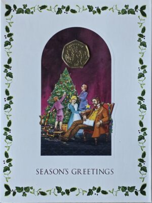 1999 Isle of Man Christmas 'Victorian Family' 50p Proof 'BB' Coin Card