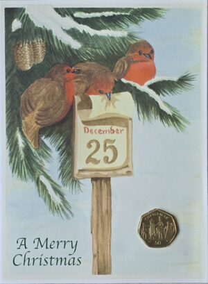 2001 Isle of Man Christmas 'Victorian Post Box' 50p Proof 'BB' Coin Card