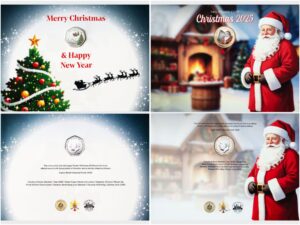 2025 Gibraltar Coloured 50p and £2 Christmas Coin Card Set