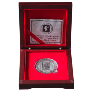 1990 Isle of Man - Penny Black 1 Crown Pearl Black Silver Proof