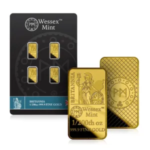 4x Wessex Mint 1/200th oz 999.9 Fine Gold Britannia in Pack