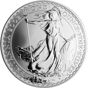 2002 Britannia Silver 1 Oz Bullion Coin in Capsule
