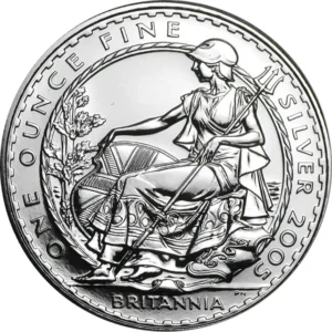 2005 Britannia Silver 1 Oz Bullion Coin in Capsule