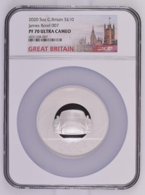 2020 James Bond Special Issue UK 5 Oz Silver Proof PF70 NGC Graded