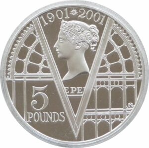 VAT FREE - Bullion Grade: 2001 Queen Victoria Silver Proof £5 Coin in Capsule