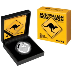 2013 Australia Road Sign - Kangaroo 1 oz Silver Frosted Uncirculated Coin