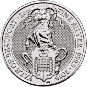 2019 UK Yale of Beaufort 2 oz Silver Bullion Coin