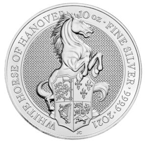 2021 Queen's Beasts White Horse of Hanover 10 Oz Silver Bullion Coin