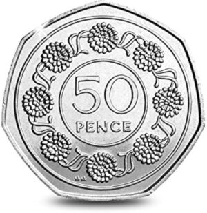 1988 Gibraltar Candytuft Flowers Large 50p Circulated Coin