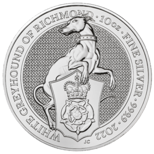 2022 Queen's Beasts White Greyhound of Richmond 10 Oz Silver Bullion Coin