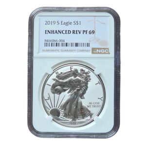 2019 'S' Silver American Eagle Enhanced Reverse Proof NGC Graded PF69