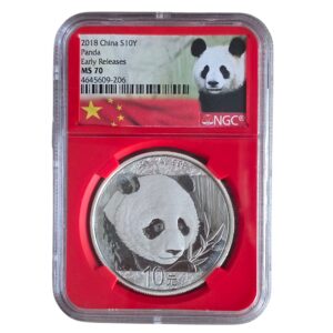 2018 China - Panda 10 Yuan 30g Silver MS70 NGC Graded Special Holder