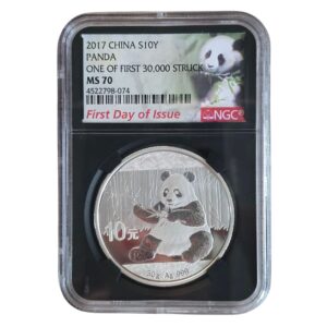 2017 China - Panda 10 Yuan 30g Silver MS70 NGC Graded Special Holder
