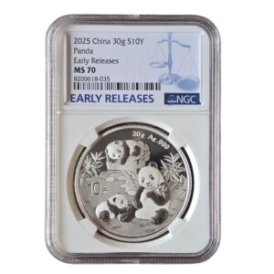 2025 China - Panda 10 Yuan 30g Silver MS70 NGC Graded