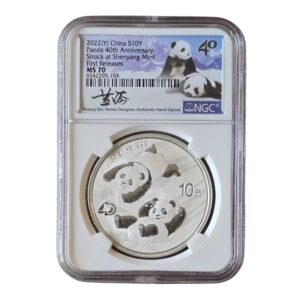 2022 (Y) China - Panda 10 Yuan 30g Silver Shenyang Mint MS70 NGC Graded 40th Anniversary