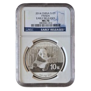2014 China - Panda 10 Yuan 30g Silver MS70 NGC Graded