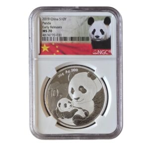 2019 China - Panda 10 Yuan 30g Silver MS70 NGC Graded