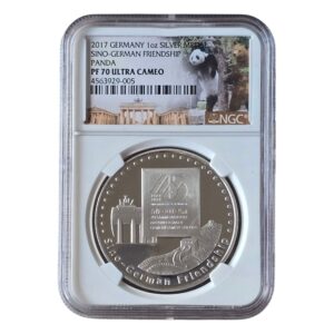 2017 Sino-German Friendship Panda Medal 1 Oz Silver Proof PF70 NGC Graded <br><b>Limited Mintage: 3000</b>