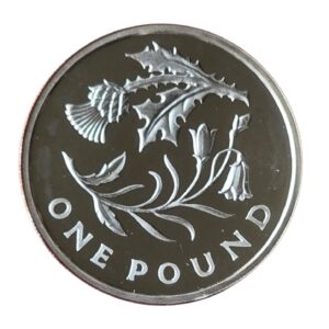 2014 Scottish Thistle Bluebell UK £1 Silver Proof Coin in Capsule