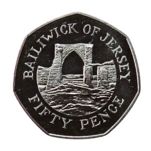 1997 Jersey Grosnez Castle Small 50p Coin in Capsule