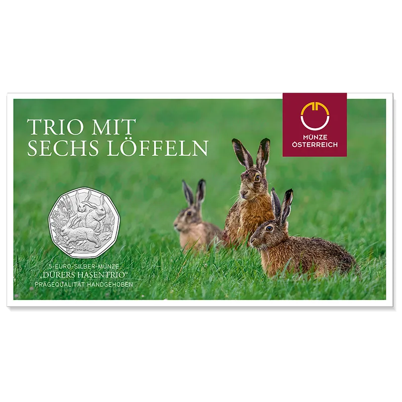 2026 Austria Durers Three Easter Bunnies 5 Euros Silver Special Uncirculated Pack