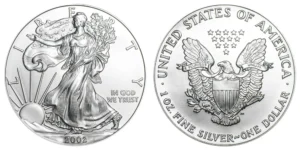 2002 American Eagle Silver 1 Oz Bullion Coin in Capsule