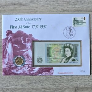 1997 200th Anniversary of £1 Banknote and £1 BU Coin Cover