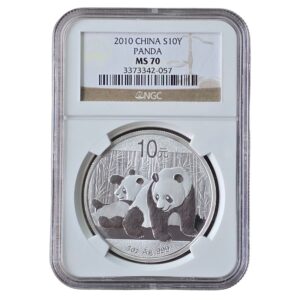 2010 China - Panda 10 Yuan 30g Silver MS70 NGC Graded