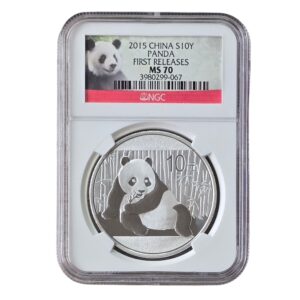 2015 China - Panda 10 Yuan 30g Silver MS70 NGC Graded