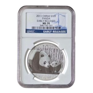 2011 China - Panda 10 Yuan 30g Silver MS70 NGC Graded